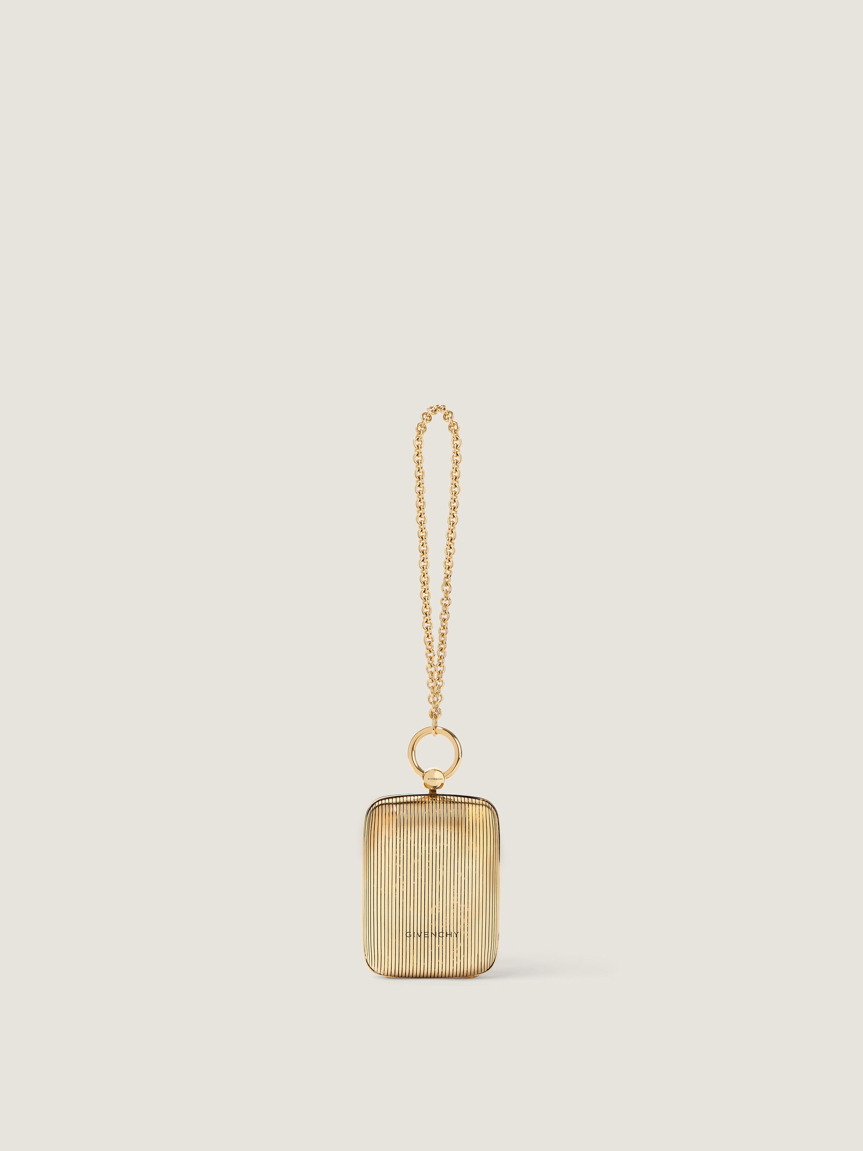 Micro evening clutch in metal with crystal jewel